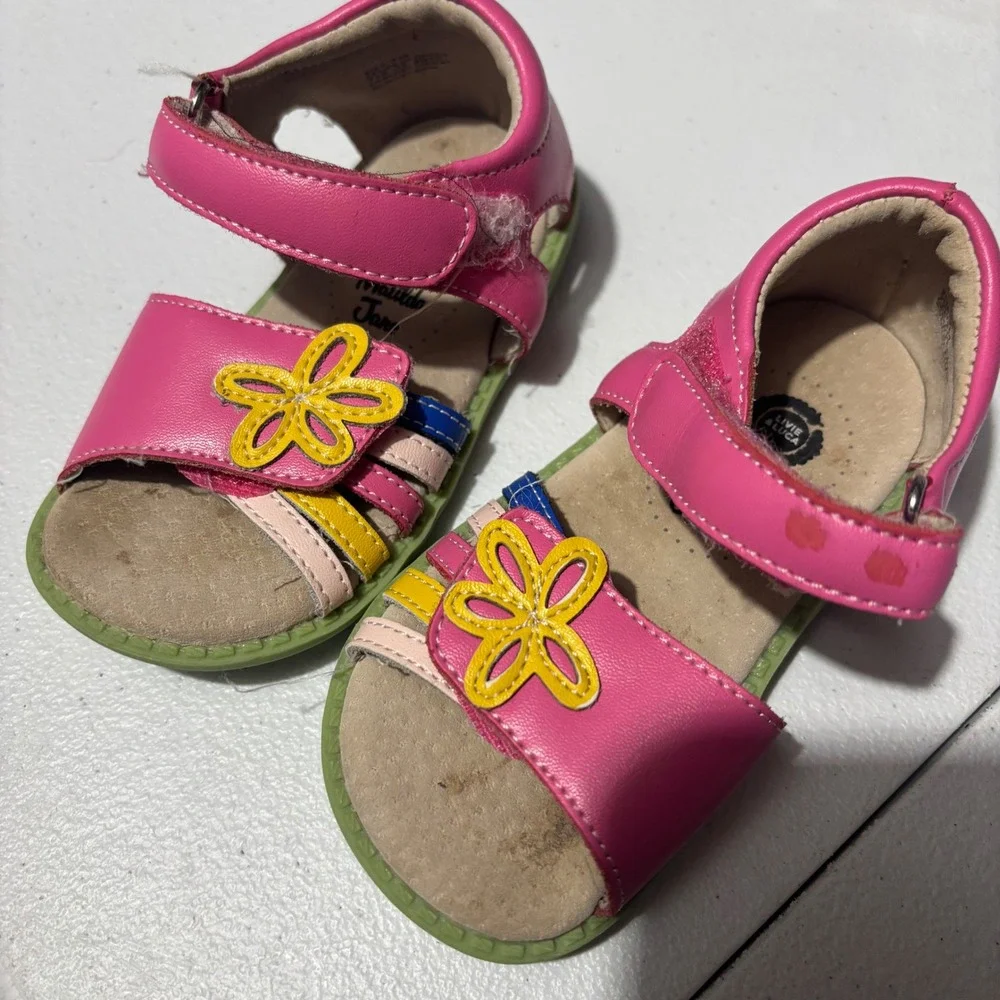 Livie & Luca Matilda Jane Pink Floral Leather Sandals Toddler Size 7 Multi Color